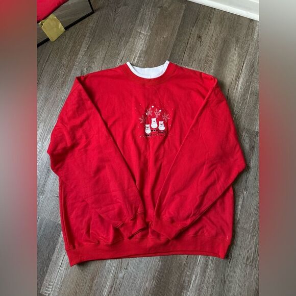 VG M & C Sportswear Christmas Ugly Sweater Santa Embroidered Festive Red Size 2X